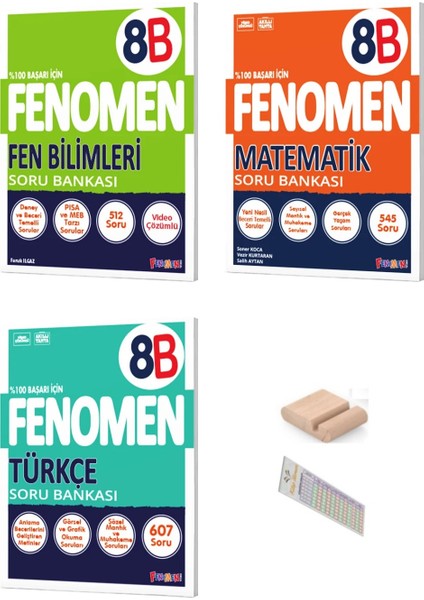 8.sınıf 8 B Türkçe Matematik Fen Soru Bankası 2025-2026 +Çözüm Ayracı+Telefon Tutucu