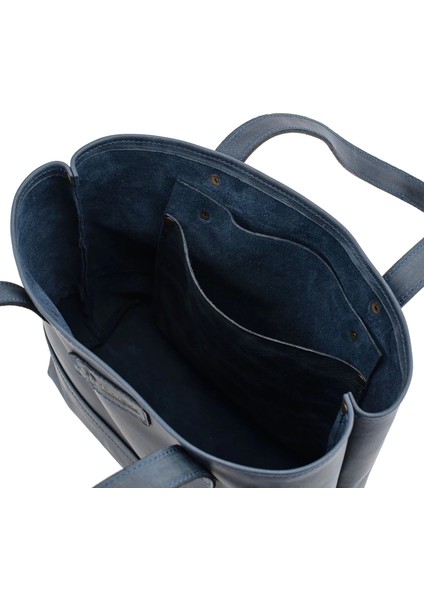 Isme Özel Tote Bag El Omuz Çantası - %100 Rainbow Deri - AC03003 - Lacivert fırsatları