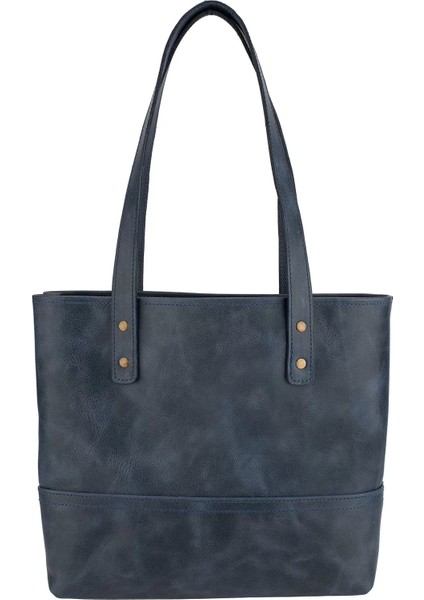 Isme Özel Tote Bag El Omuz Çantası - %100 Rainbow Deri - AC03003 - Lacivert indirimleri