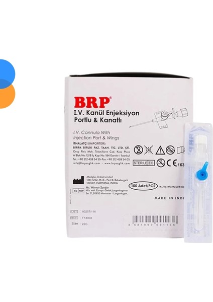 Branül (Intraket) Mavi 22 gr - 100 Lü Kutu fiyatları