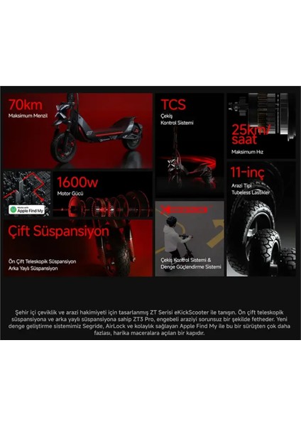 Bilkom Güvencesiyle ,güçlü Premium Zt3 Pro Elektrikli Scooter modelleri