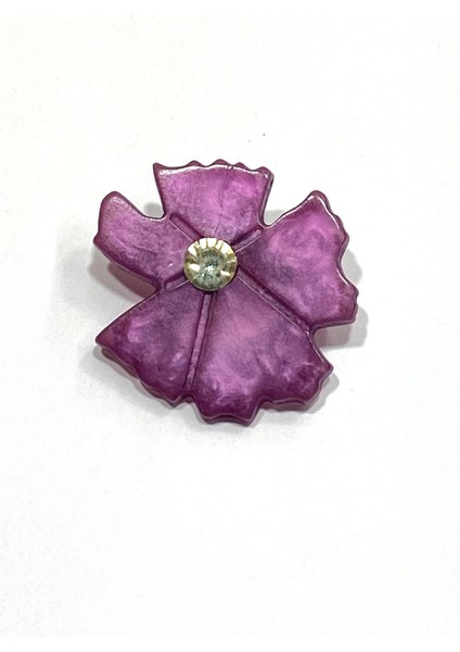 Tek Taşlı Broş / Çiçek Broş / 4 cm