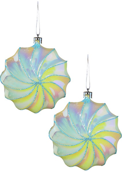 Yılbaşı Süsü Işıltılı Sedefli 2'li Top Mavi 11 cm