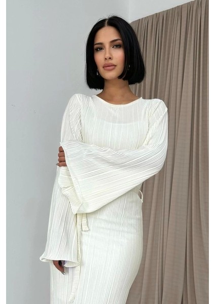 Ekru Ispanyol Kol Piliseli Elbise fiyatları