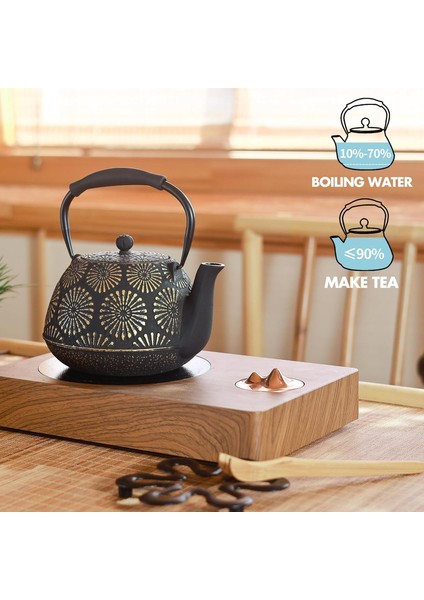 Döküm Demir Çaydanlık, Ocak Üstü Için, Emaye Iç Kaplamalı Çay ve Kahve Için Sakura Tasarım Japon Çaydanlığı, Silikon Saplı 1200ML Siyah modelleri