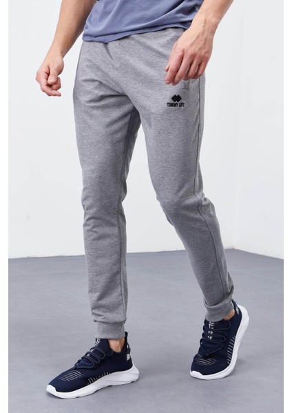 Fermuar Cepli Gri Erkek Eşofman Altı T01ER-84343