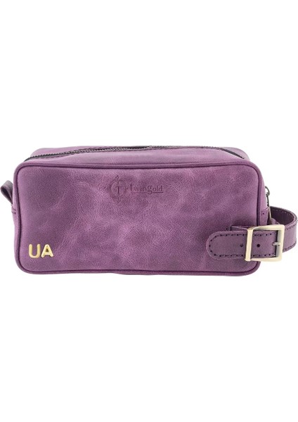 Isme Özel Dopp Kit Kişisel Bakım ve Seyahat Çantası - %100 Rainbow Deri - AC14004 - Mor fiyatları