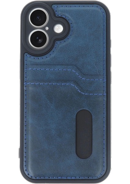 Newface iPhone 16 Kılıf Sara Kartvizitli Deri Kılıf - Lacivert fiyatları