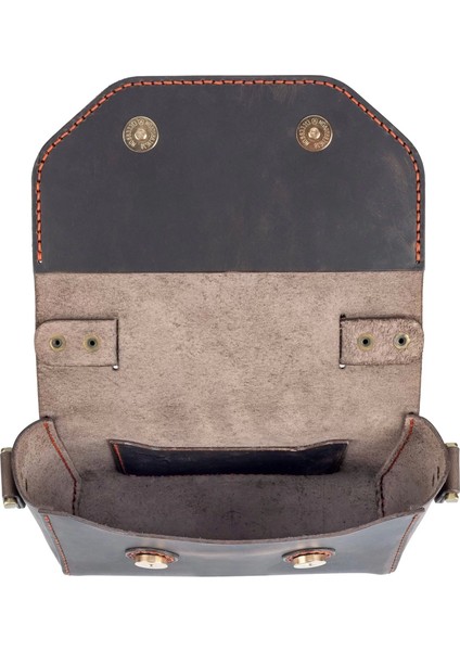 Isme Özel Çıtçıtlı Küçük Boy Zincirli El Omuz Çantası - %100 Crazy Deri - AC14003 - Kahverengi fırsatları