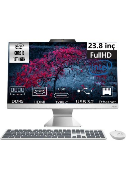 A3402 I5-1335U A3402WVAK-MMC215W-06 8gb 1tb Iris Xe Graphics W11HOME 23.8" Full Hd All In One Pc