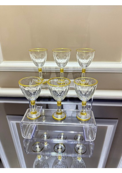 Agız Kısmı Gold Yaldızlı Ayaklı Kristal 6 Lı Kahve Yanı Su Bardağı fiyatları