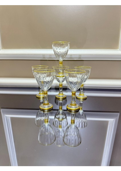 Agız Kısmı Gold Yaldızlı Ayaklı Kristal 6 Lı Kahve Yanı Su Bardağı modelleri