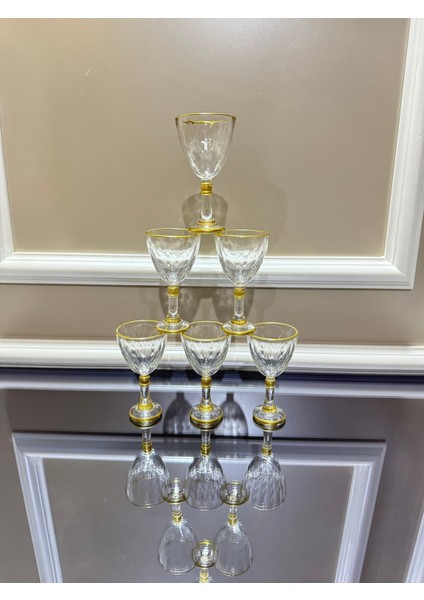 Agız Kısmı Gold Yaldızlı Ayaklı Kristal 6 Lı Kahve Yanı Su Bardağı fırsatları