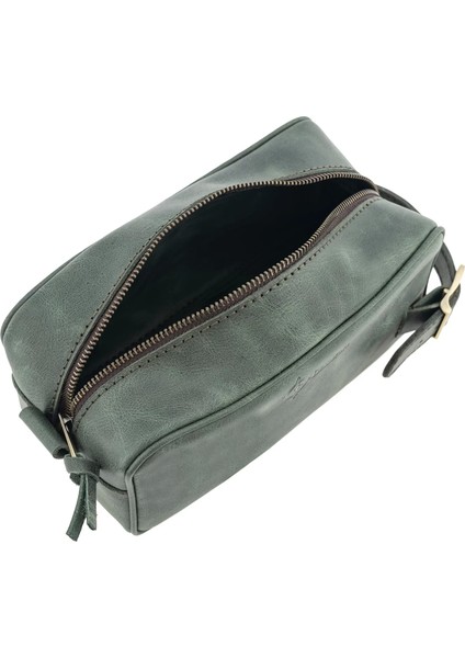 Isme Özel Dopp Kit Kişisel Bakım ve Seyahat Çantası - %100 Rainbow Deri - AC14004 - Haki