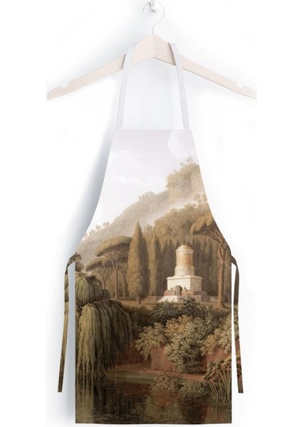 Orman Manzara Detaylı Mutfak Önlüğü (Keten Kumaş, Uluslararası Yıkama ve Solmama Sertifikası)