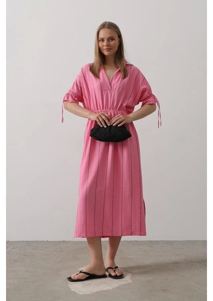 Beli Lastikli Elbise - Pembe modelleri