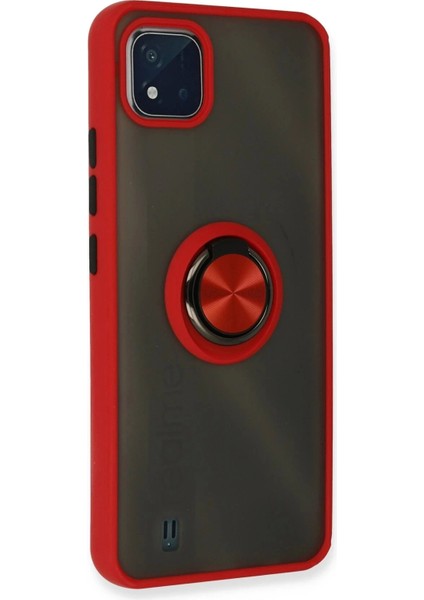 Newface Realme C11 2021 Kılıf Montreal Yüzüklü Silikon Kapak - Kırmızı modelleri
