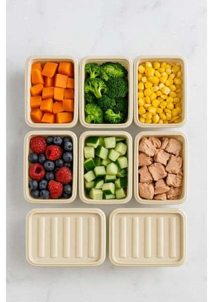 6'lı 250ML Dikdörtgen Derin Dondurucu Saklama Kabı Set Buzluk Mikrodalga Gıda Krem Plastik Kap indirimleri