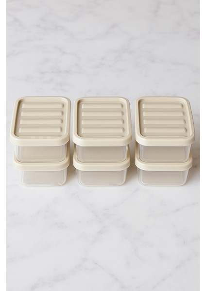 6'lı 250ML Dikdörtgen Derin Dondurucu Saklama Kabı Set Buzluk Mikrodalga Gıda Krem Plastik Kap