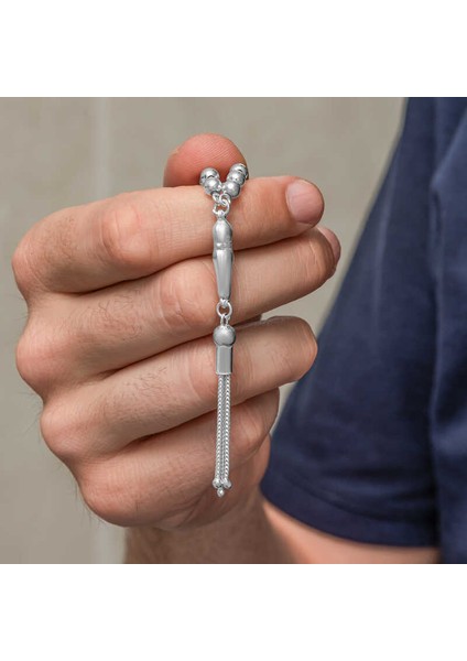 Gümüş Yuvarlak Küçük Boy Erkek Tesbih modelleri