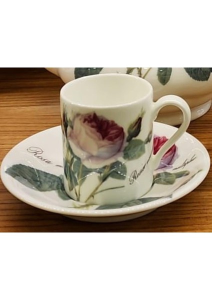 Redoute Rose Türk Kahvesi fincan ve Tabağı-Tekli