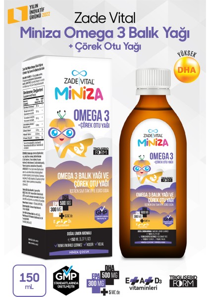 Miniza Omega 3-Çörek Otu Yağı Içerikli Sıvı Takviye Edici Gıda 150 ml