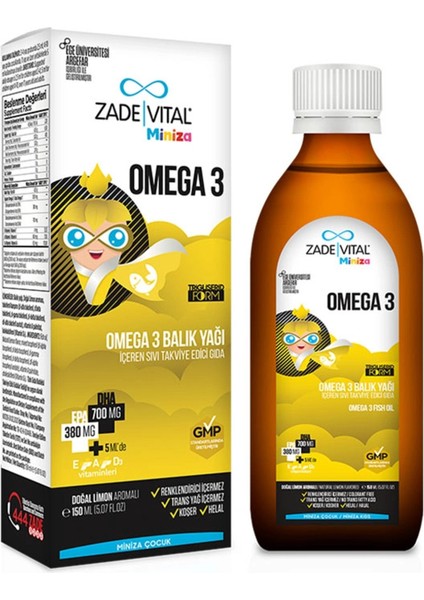 Miniza Omega 3 - Balık Yağı Içeren Sıvı Takviye Edici Gıda 150 ml