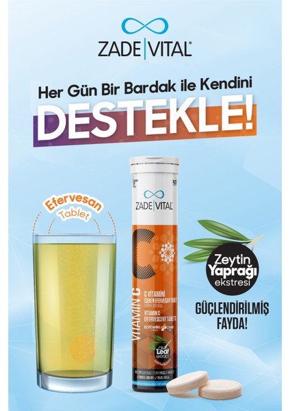 Vitamin C Takviye Edici Gıda 20 Efervesan Tablet