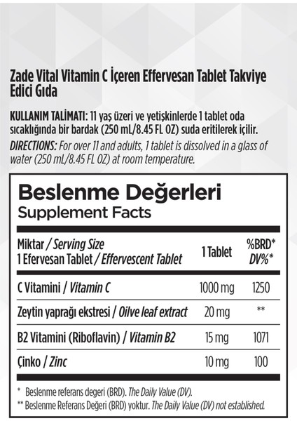 Vitamin C Takviye Edici Gıda 20 Efervesan Tablet indirimleri