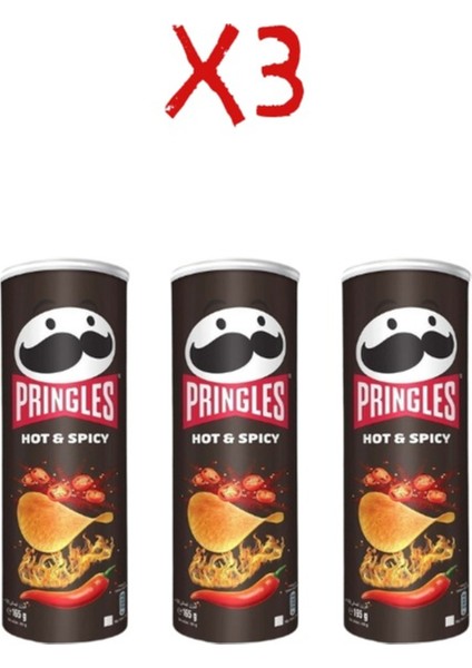 Hot & Spıcy 165 Gram 3 Adet - Pringles Acılı ve Baharatlı 165 Gram 3 Adet
