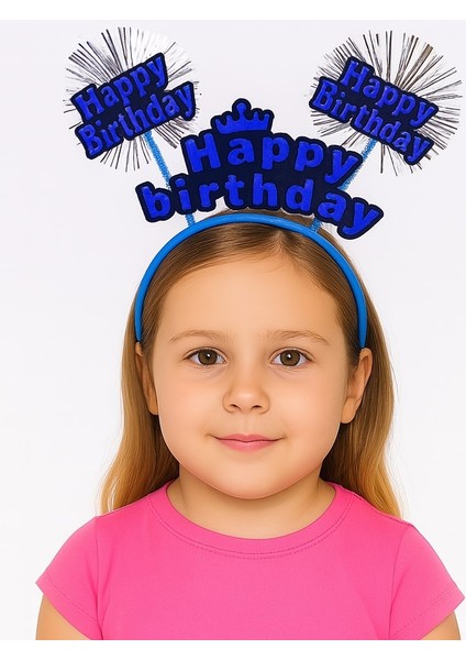 Doğum Günü Kutlaması Için Mavi Taç – Işıltılı Yazılı Parti Tacı