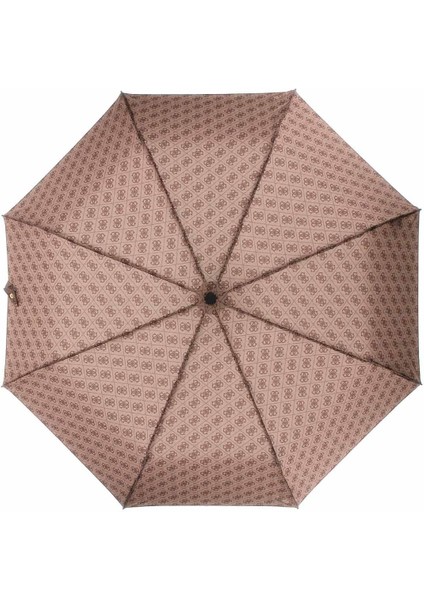 Kadın Monogram Desenli Katlanabilir Şemsiye - Kahverengi