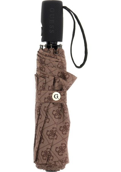 Kadın Monogram Desenli Katlanabilir Şemsiye - Kahverengi fiyatları