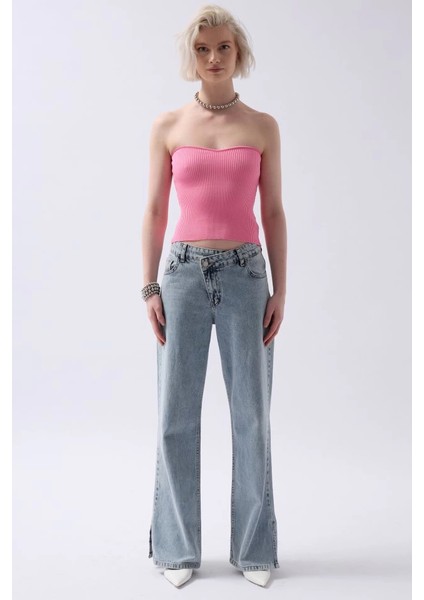 Straplez Dokulu Crop fiyatları