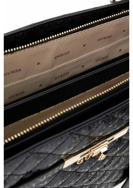 Kadın Kapitone ve Monogram Desenli Tote Çanta - Siyah fiyatları