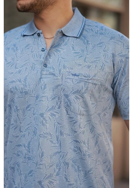 Erkek Yakalı Jakar Baskılı Kısa Kollu T-Shirt modelleri