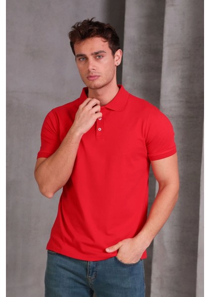 Erkek Slim Fit Pamuklu Yumuşak Doku Nefes Alan Kumaş Yakalı Tişört fiyatları