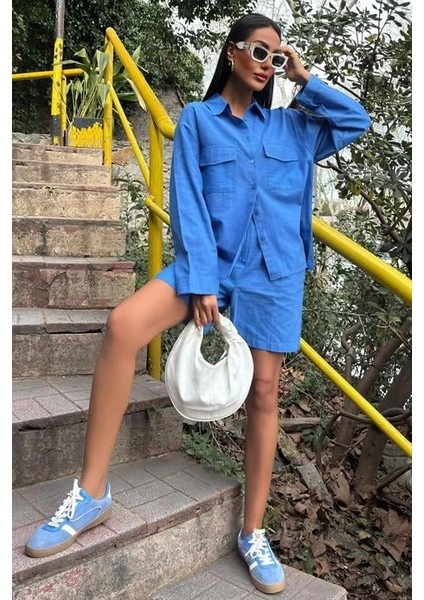 Gömlek ve Şort Flamlı Keten Takım 10130 fiyatları