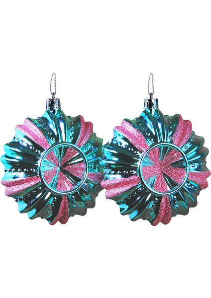 Yılbaşı Süsü Lüks Parlak Top 2'li Mavi Pembe 10 cm