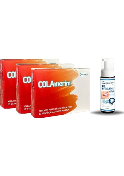 Colamerim 30 Tablet x 3 Adet + Hediye Diş Beyazlatıcı Köpük