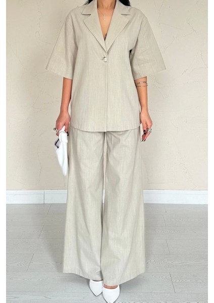 Bej Önü Tek Düğmeli Ceket Pantolon Takım modelleri