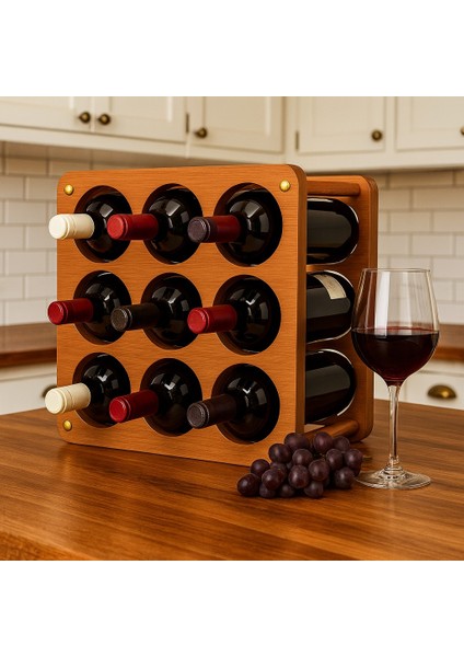 Ahşap Şarap Standı - Ahşap Şişe Organizer - Mutfak Dekorasyonu modelleri