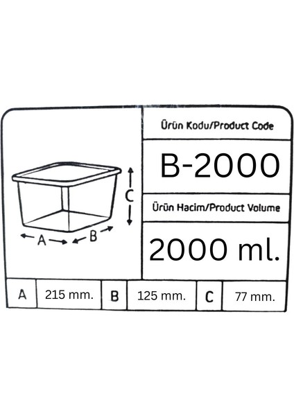 Buzluk Sebze Bakliyat Et Gıda Saklama Kabı - 2 Lt. - 10 Adet fiyatları
