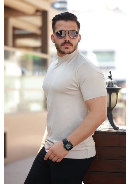 Erkek Yarım Balıkçı Yaka Kısa Kollu Tişört