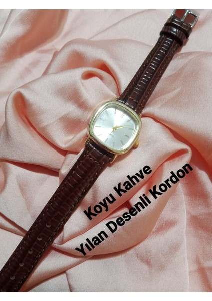 Retro Still Marka Model Vintage Oval Gold Kasa - Koyu Kahve Kordon Kadın Kol Saati 0021