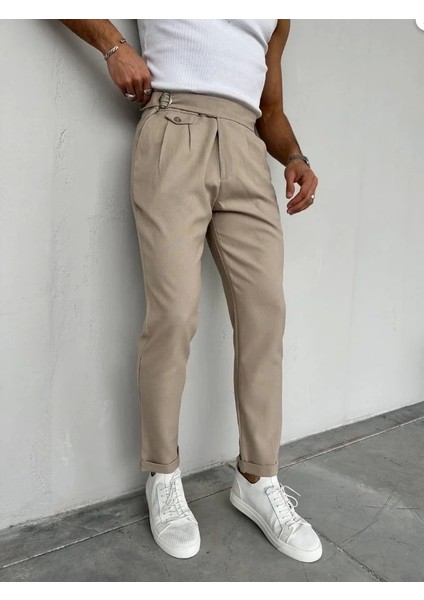 Erkek Bel Toka Detaylı Pileli Old Money Pantolon