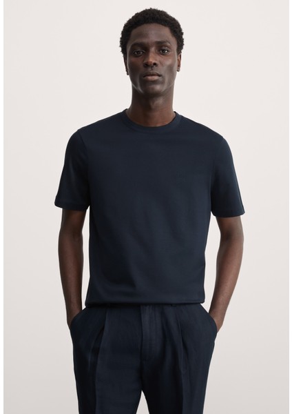 Saf Pamuklu Kısa Kollu Yuvarlak Yaka T-Shirt