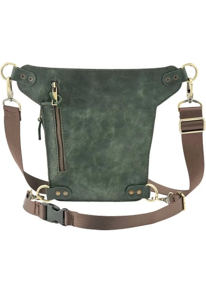 Isme Özel All In One Bel ve Bacak Çantası - %100 Deri - AC15001 - Haki fırsatları