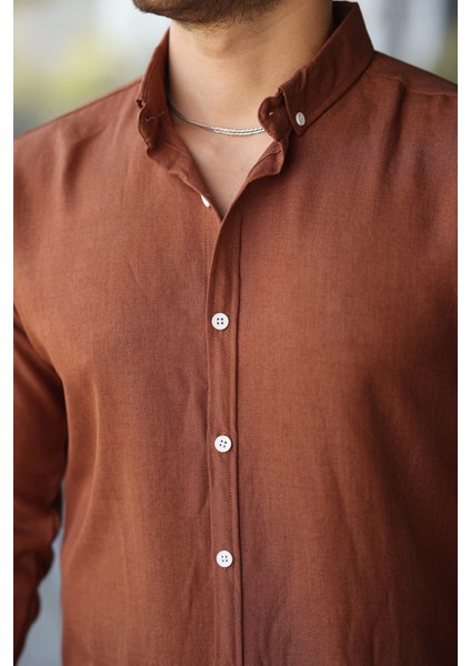 Erkek Uzun Kollu Regular Sofya Keten Gömlek modelleri
