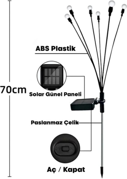 Renkli 6 Ledli Su Geçirmez Dekoratif Bahçe Çiçekleri Güneş Enerjili Süs Lamba Güneş Panelli Solar Bahçe Işıkları Aydınlatma Lamba Seti modelleri